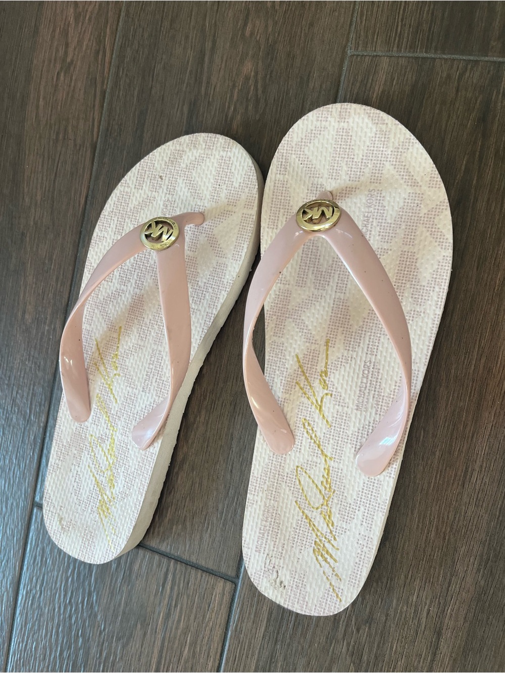 Michael Kors Blush Pink Logo Jelly Flip Flop Sandals